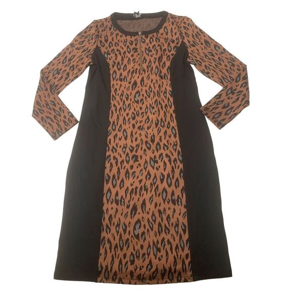 Cheetah Patterned Colorblock Dress - Picture 3 of 13